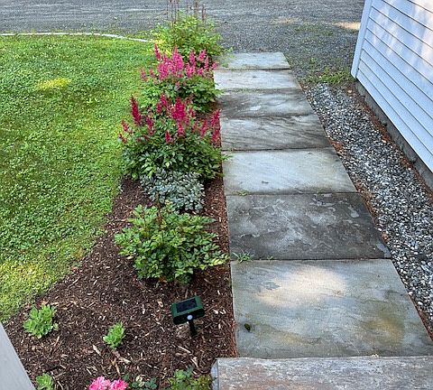 Path to porch and mudroom entrance.