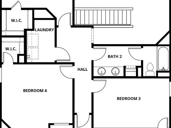 The second floor of the Iris has four secondary bedrooms and a gameroom loft.