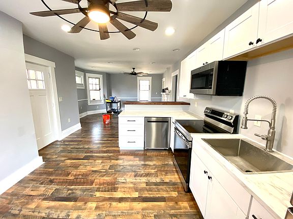 Kitchen and living room area.