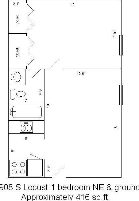1 bedroom 1st & 3rd floor