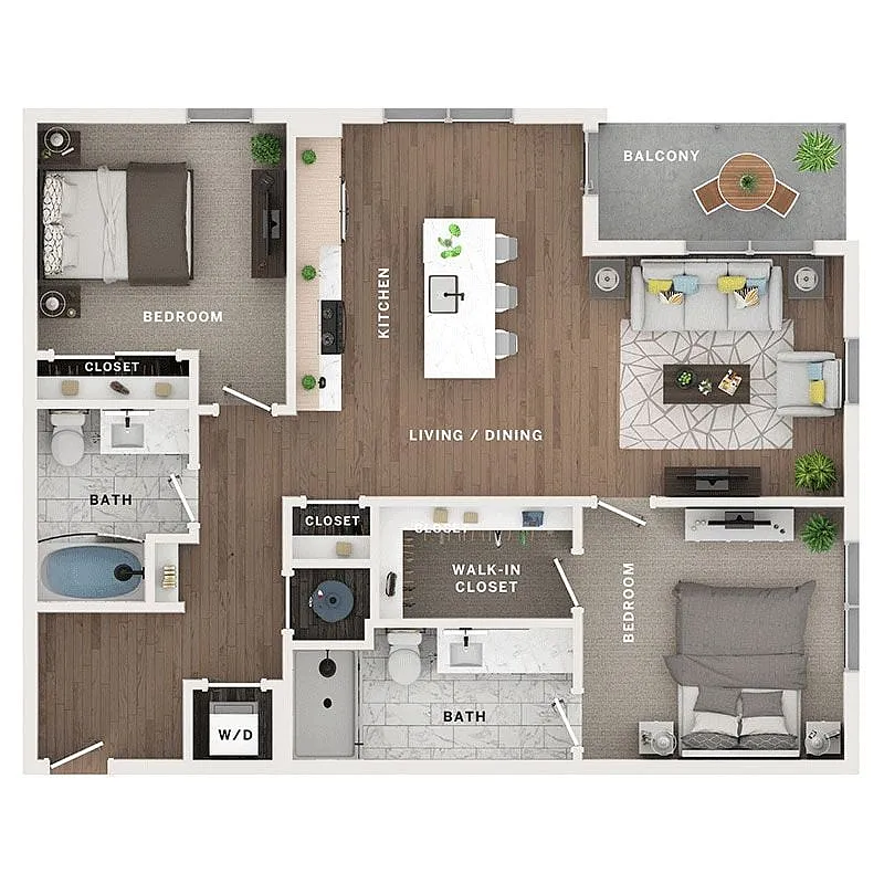 Floor plan 2BR/2BA - C1