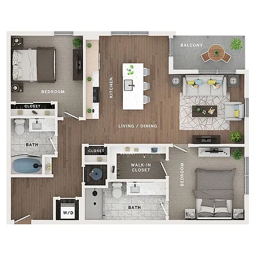 Floor plan 2BR/2BA - C1