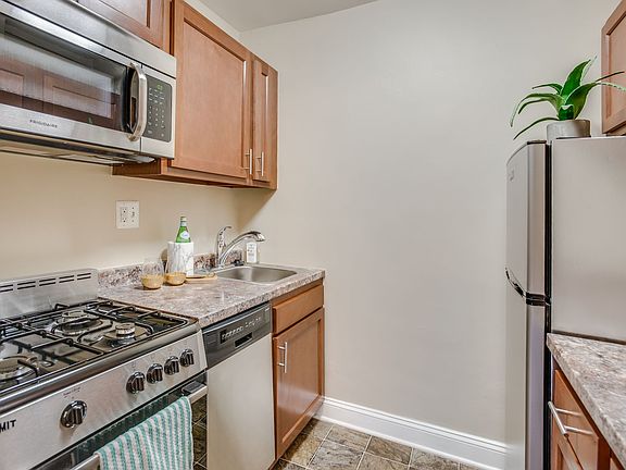 Kitchen with stainless steel appliances