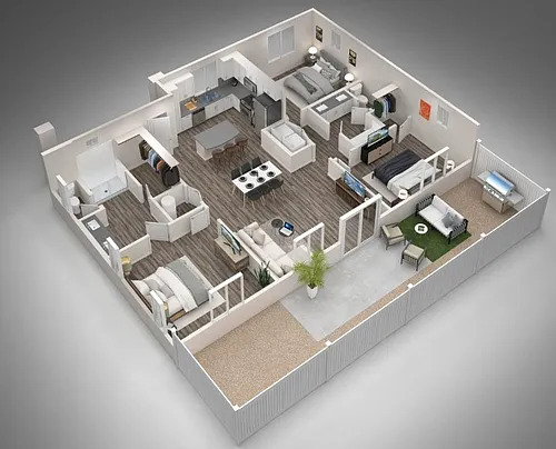 Floor plan Three Bedroom, Two Bath