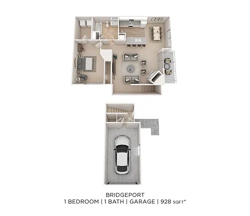 Floor plan Bridgeport w/ Garage - Upper Level