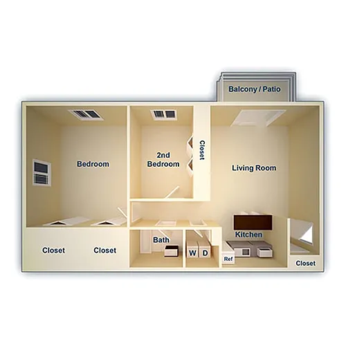 Floor plan Two Bedroom One Bathroom