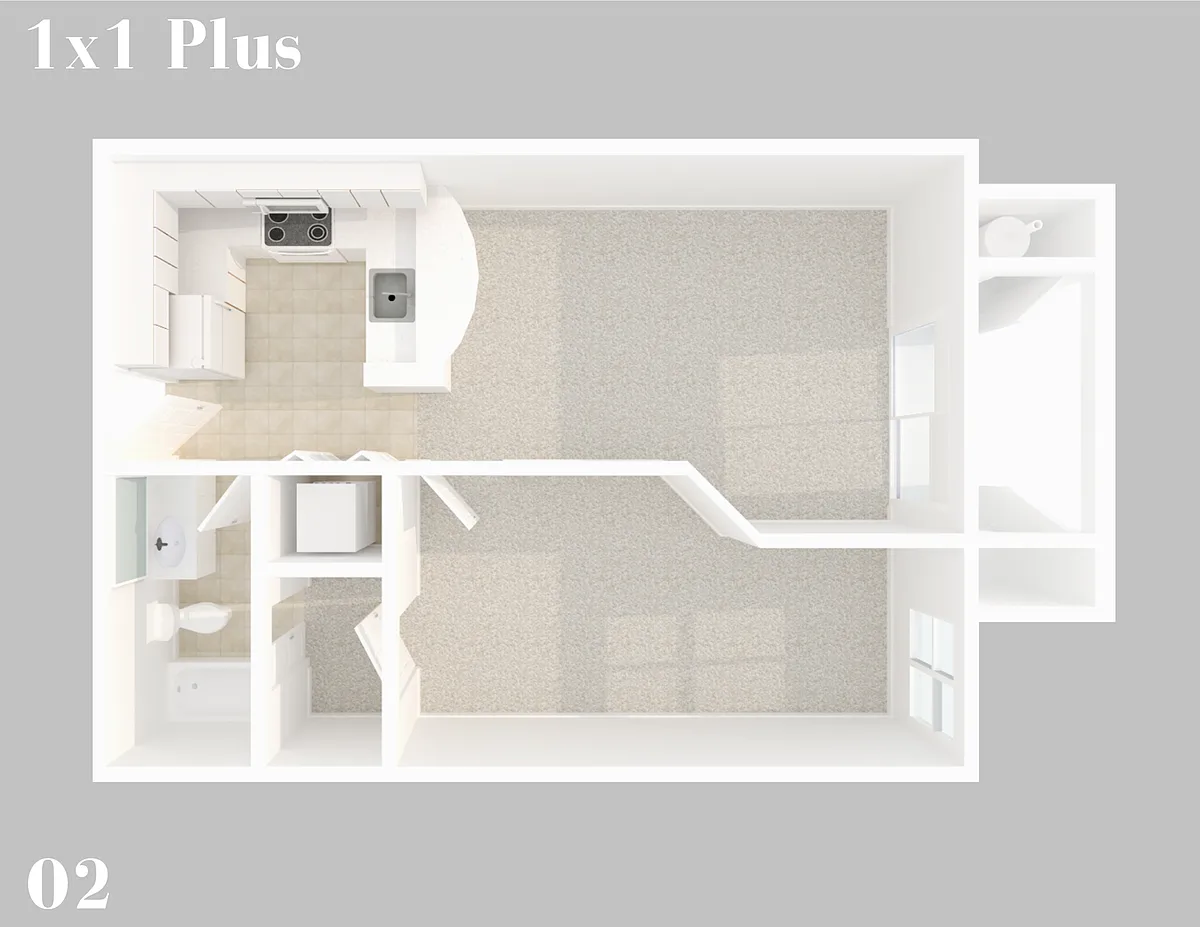 Floor plan 1x1 Plus