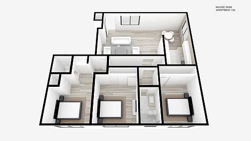 Floor plan Three Bed ~ 1.5 Bath
