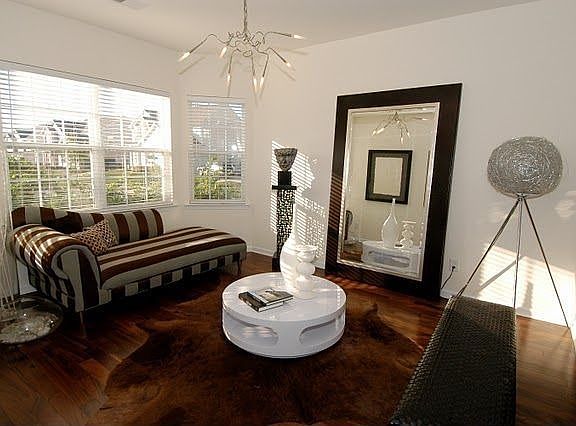 Formal living room with bay window