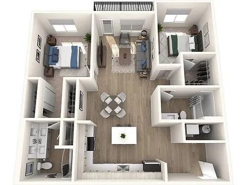 Floor plan 2x2 Bedroom C2-B