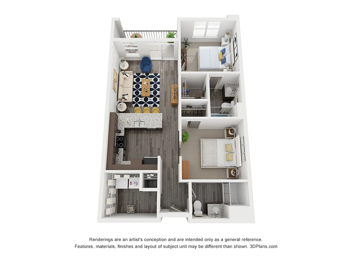 Floor plan 1 bedroom plus den / 2 bathroom