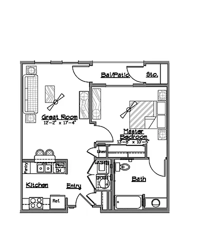 Floor plan 1-bedroom