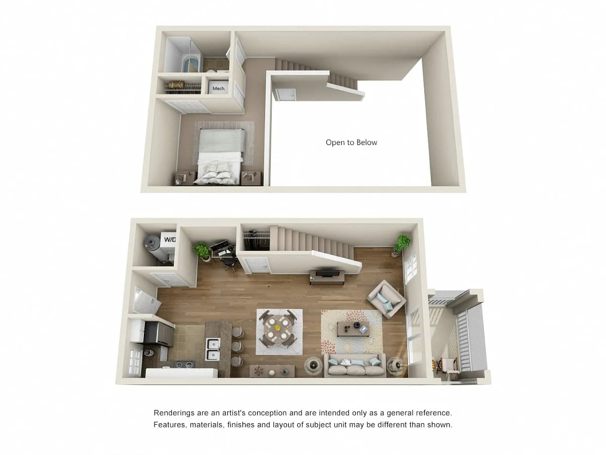 Floor plan A6_Oahu Loft - One Bedroom, One Bathroom