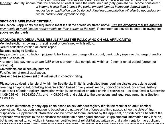 Rental Criteria