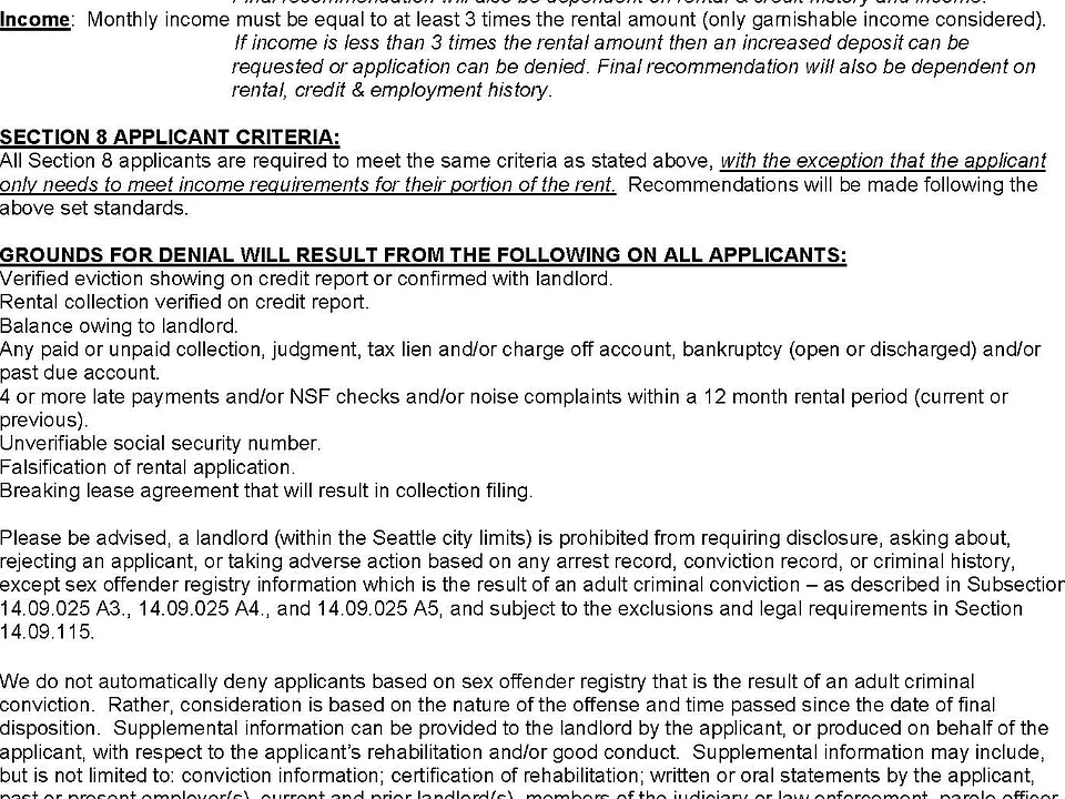 Rental Criteria
