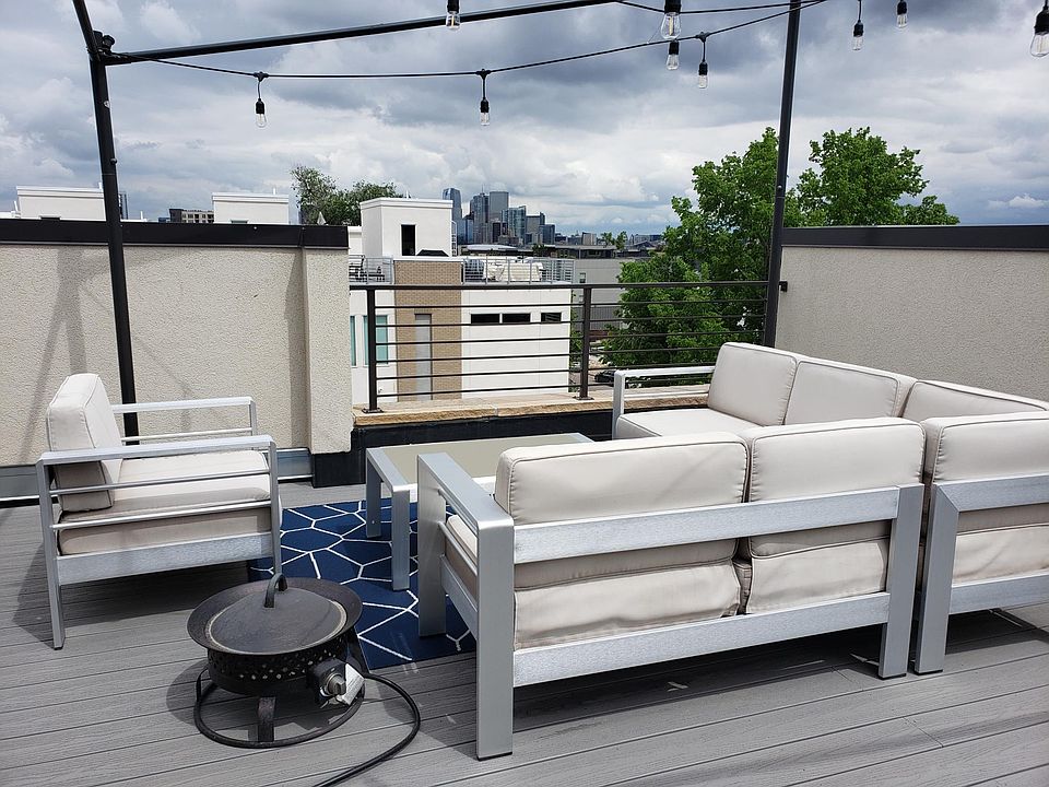 Rooftop patio with downtown Denver views
