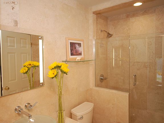 travertine guest bath