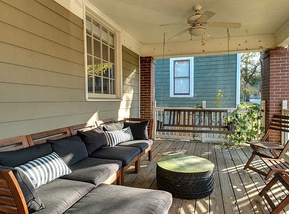 Front porch is elevated off the street, very private