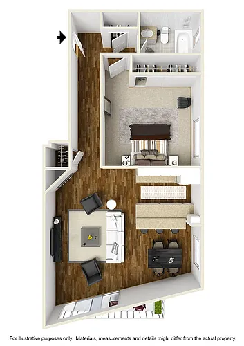 Floor plan 1 Bed 1 Bath Plan A