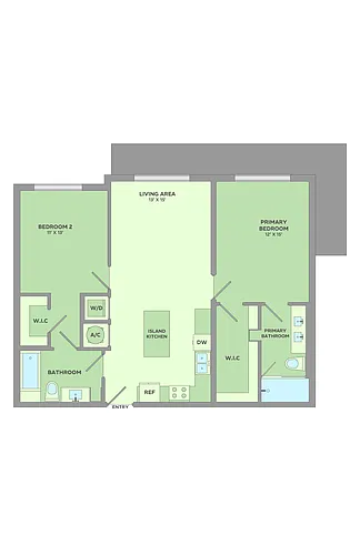 Floor plan 2 Bedroom, 2 Bathroom