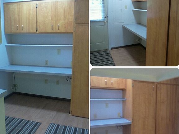 built-in desk off kitchen