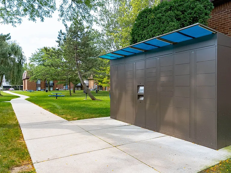 24/7 secured Package Lockers at Drawbridge Apartments East in Harrison Township, MI