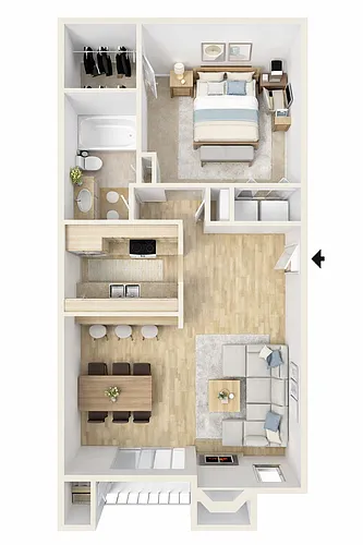 Floor plan 1 Bed 1 Bath