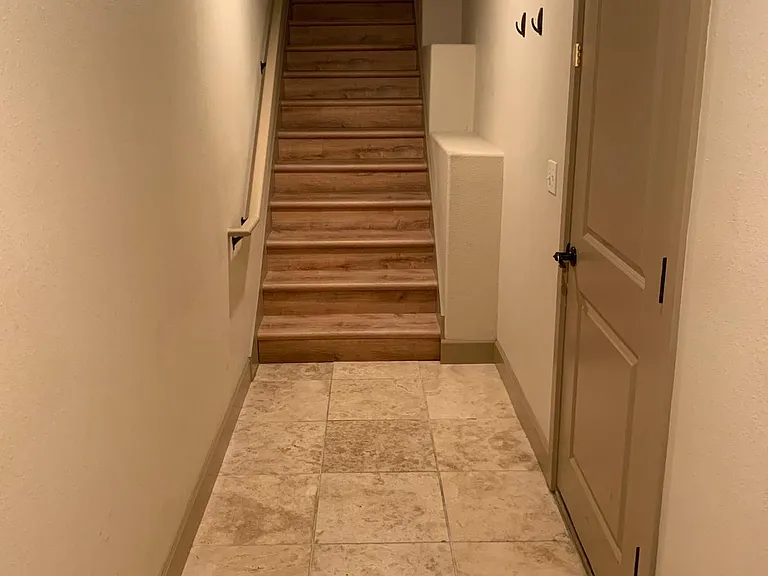Staircase from garage to main level