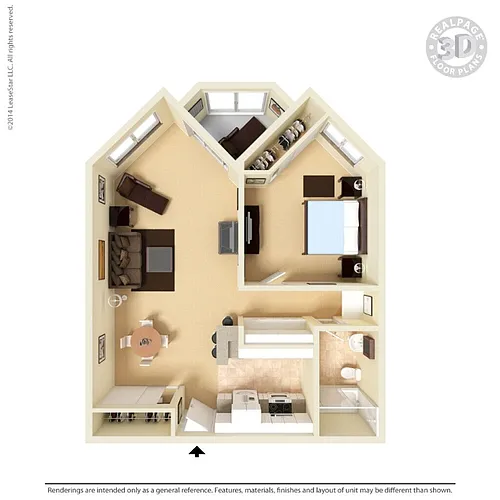 Floor plan Large 1 Bed 1 Bath