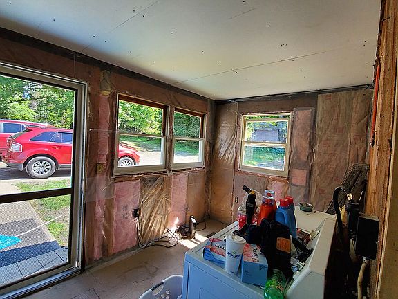 partially finished mud room