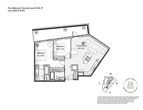Floor plan 2 Bedroom 2 Bathroom