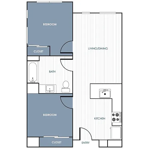 Floor plan 2 Bedroom 1 Bathroom