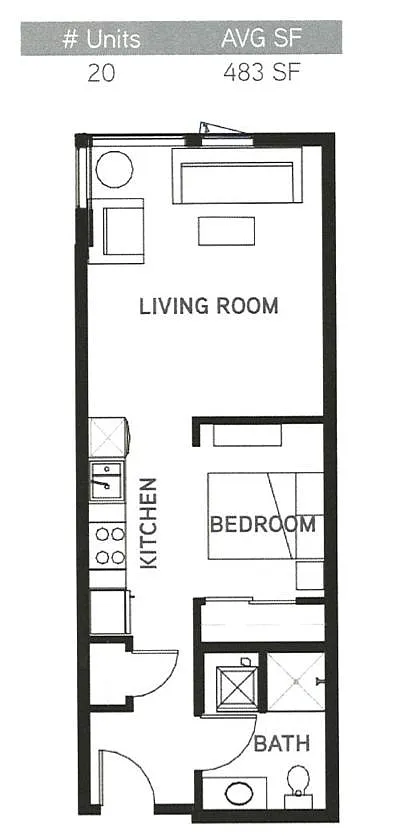 Floor plan Open 1 Bedroom
