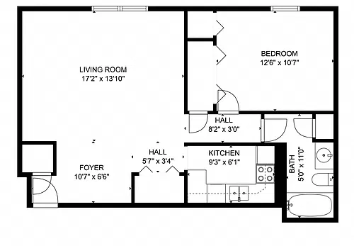 Floor plan Frederick Square 1 bed Large
