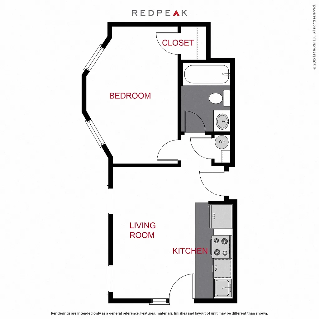 Floor plan 1153 A2 - One Bedroom