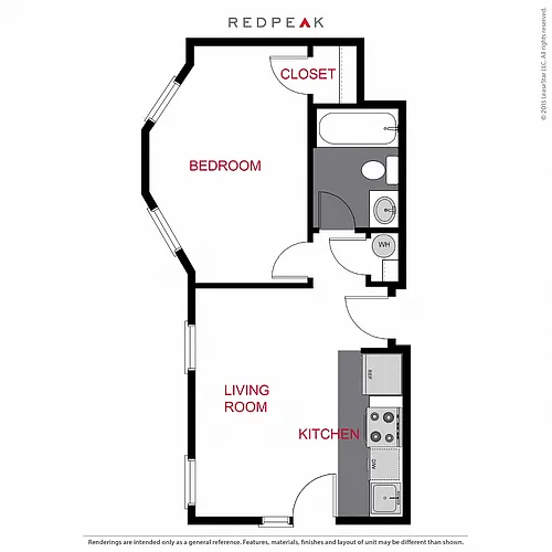 Floor plan 1153 A2 - One Bedroom