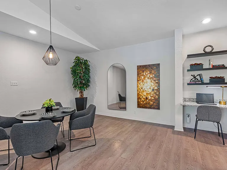 Built-in desks, perfect for working from home.