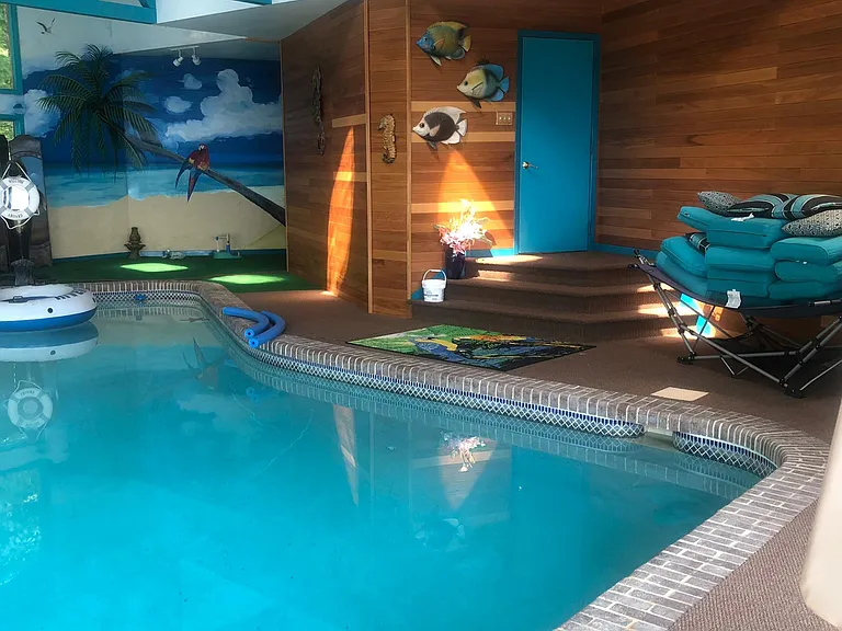 Indoor pool right off the master bedroom with Jacuzzi