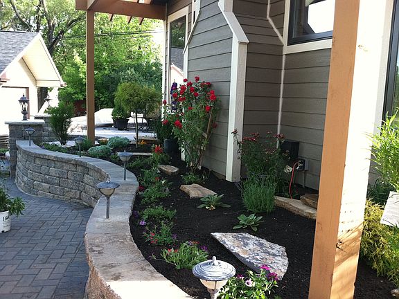 Garden area under arbor