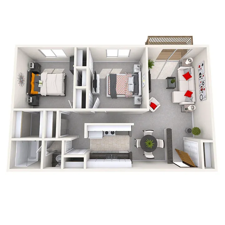 Floor plan 2 bedroom 1 bath for 2 people per person rate