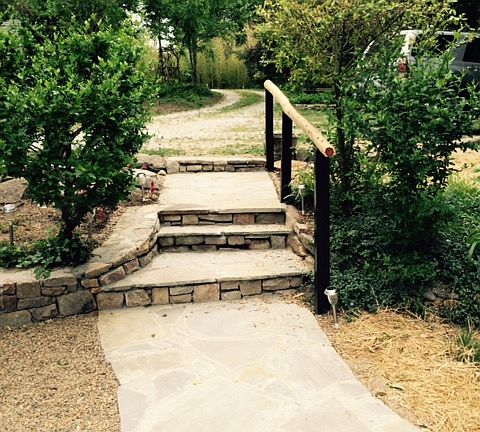 New stone steps to patio