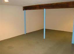 large finished basement with laundry