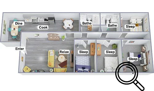 Floor plan 4 Bed 2 Bath