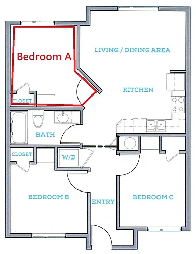 Floor plan 3x1A by the bedroom