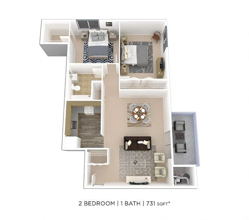 Floor plan Two Bedroom - 731 sqft