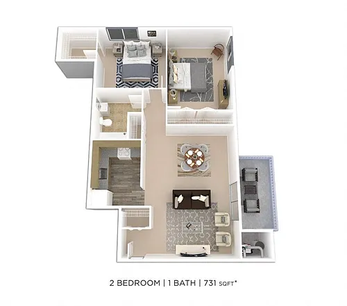 Floor plan Two Bedroom - 731 sqft