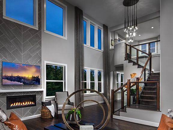 Entry foyer opens to the dramatic great room