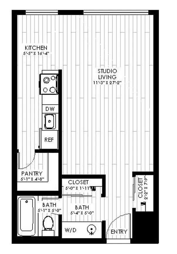 Floor plan 0 Bed x 1 Bath