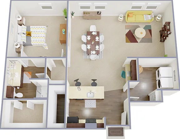 1 Bedroom, 1 Bathroom 1 Bedroom, 1 Bathroom