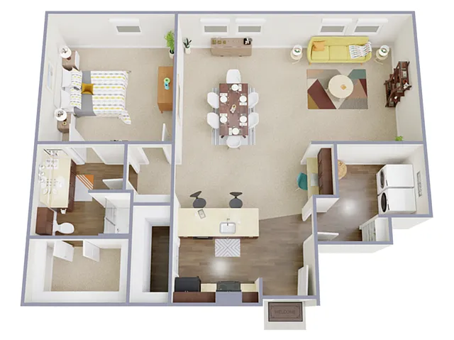 Floor plan 1 Bed, 1 Bath D (140% Income Restricted)